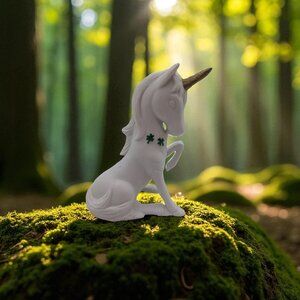 Vintage Lefton Unicorn Figurine Lucky Irish Shamrock 1985 Porcelain Bisque